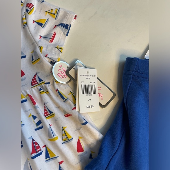 Little Lass Sailboat Two Piece Cotton Capri Legging Set Toddler Girl Size 4T NWT - Picture 4 of 6